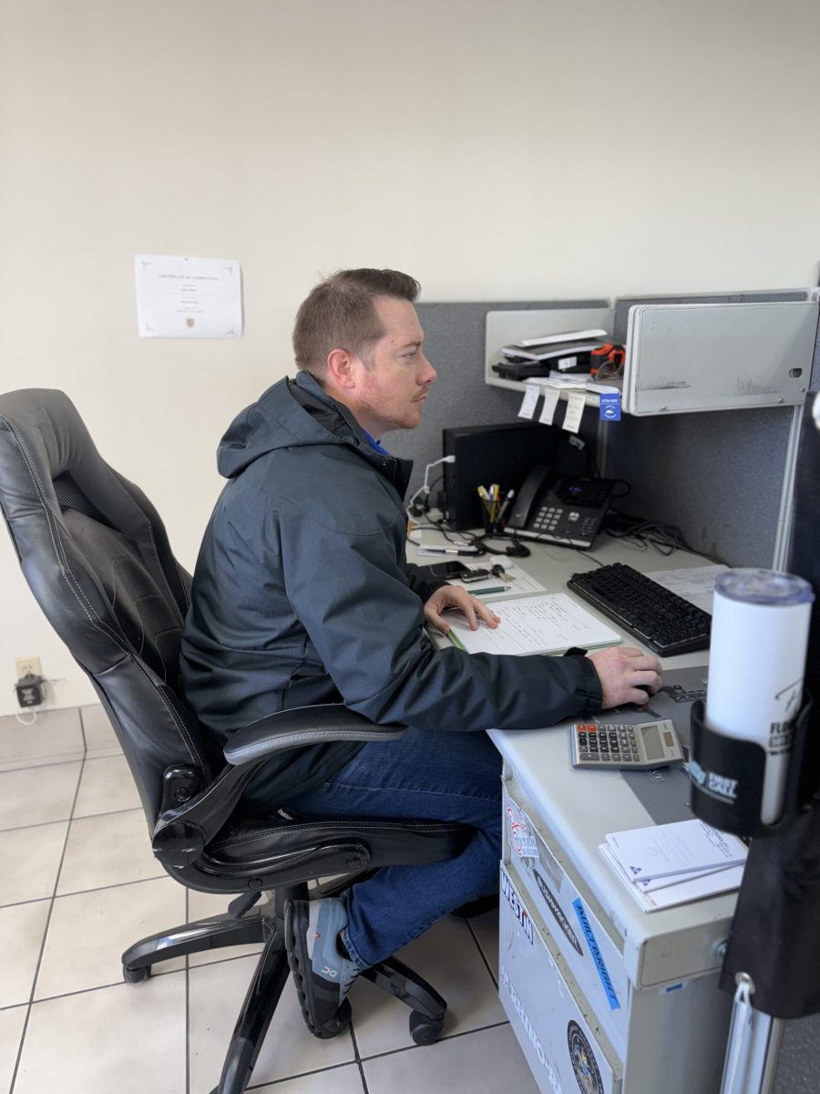 Salesman working