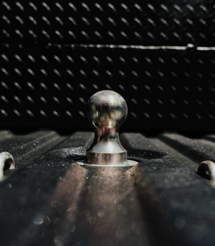 b&w hitch securely installed in bed of work truck