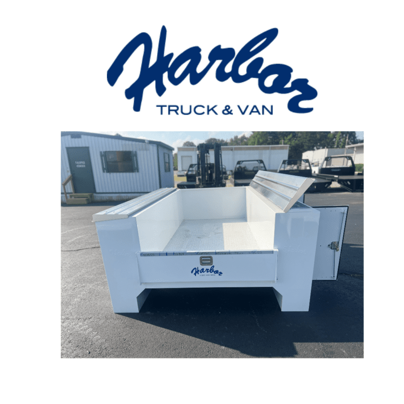 harbor Logo with utility bed with all doors opened