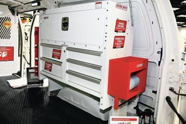 weather guard shelving securely installed in work van