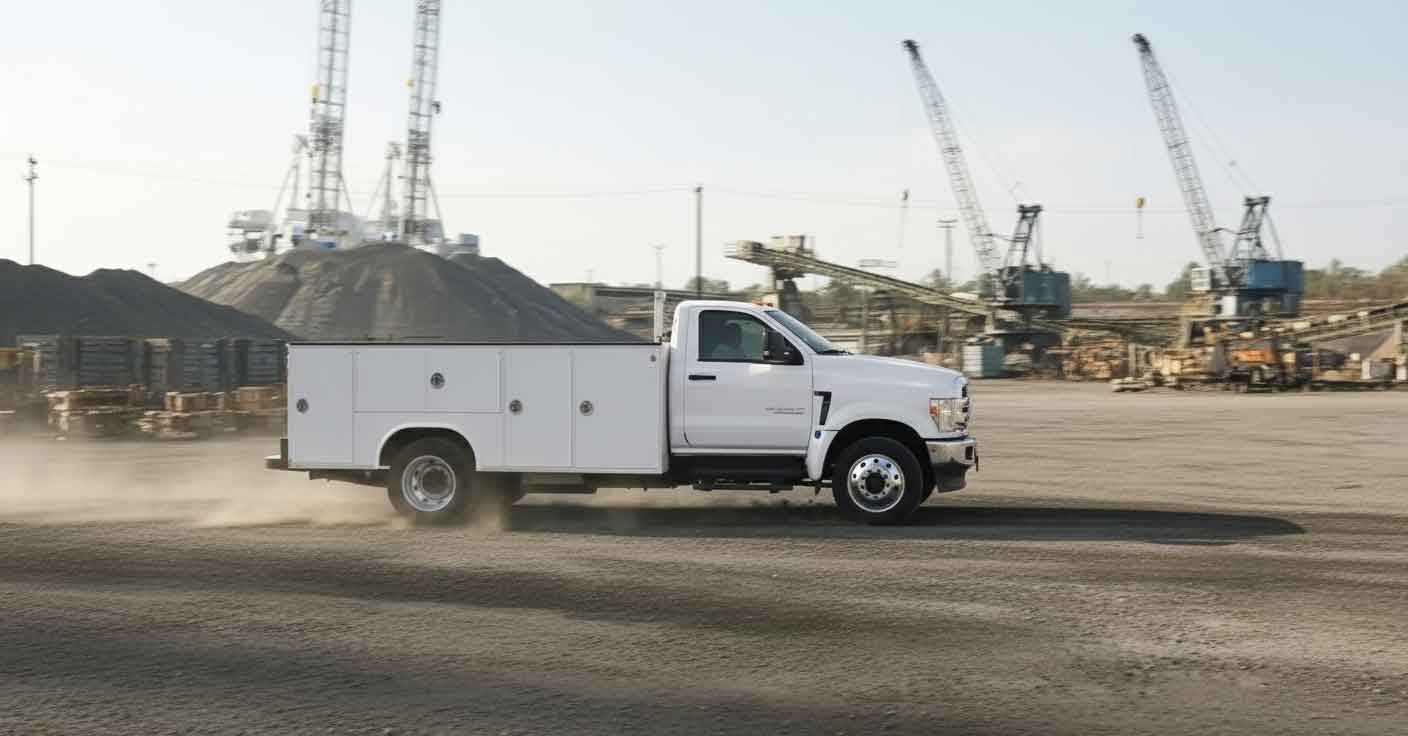 Royal service body installed on a work truck at Central Arkansas Truck Outfitters Bryant Arkansas