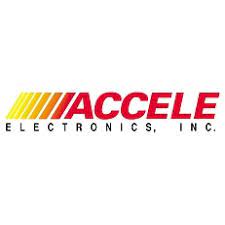 Accele Logo with subtitle Electronics, INC.