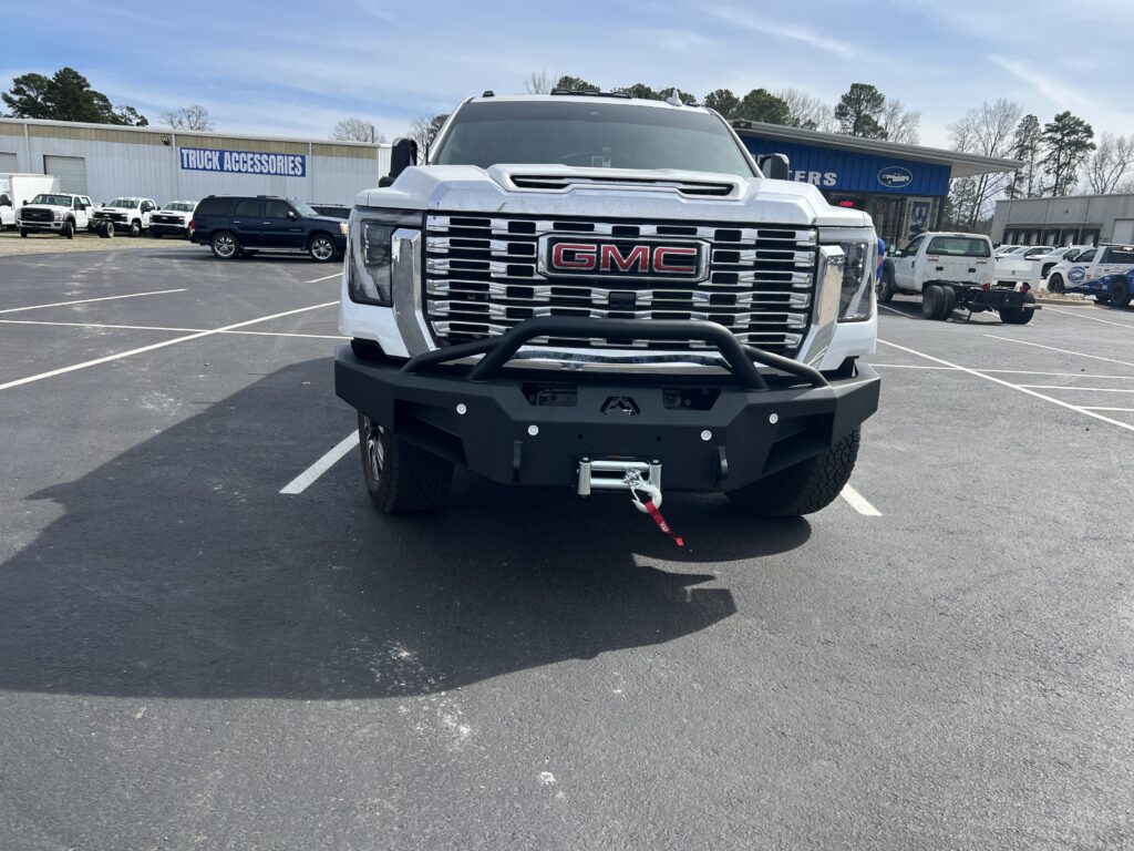 GMC truck with winch and winch bumper