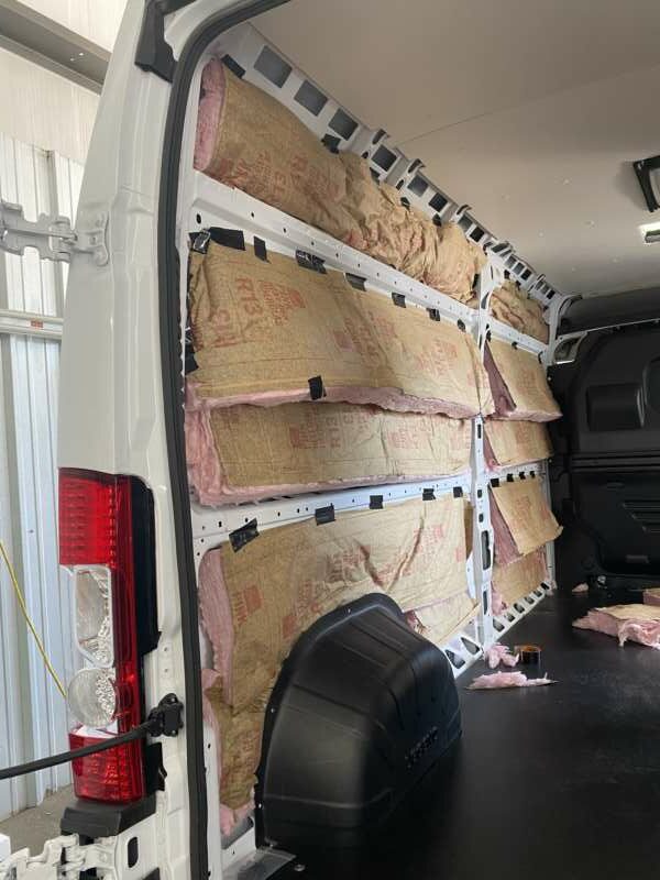 van with exposed insulation