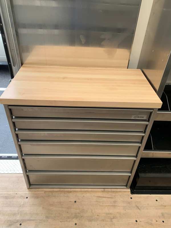 large silver tool chest installed in box truck