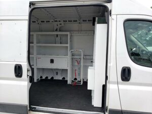 cargo van with installed shelving