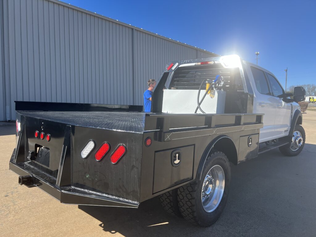 service bed and fuel tank installed on work truck
